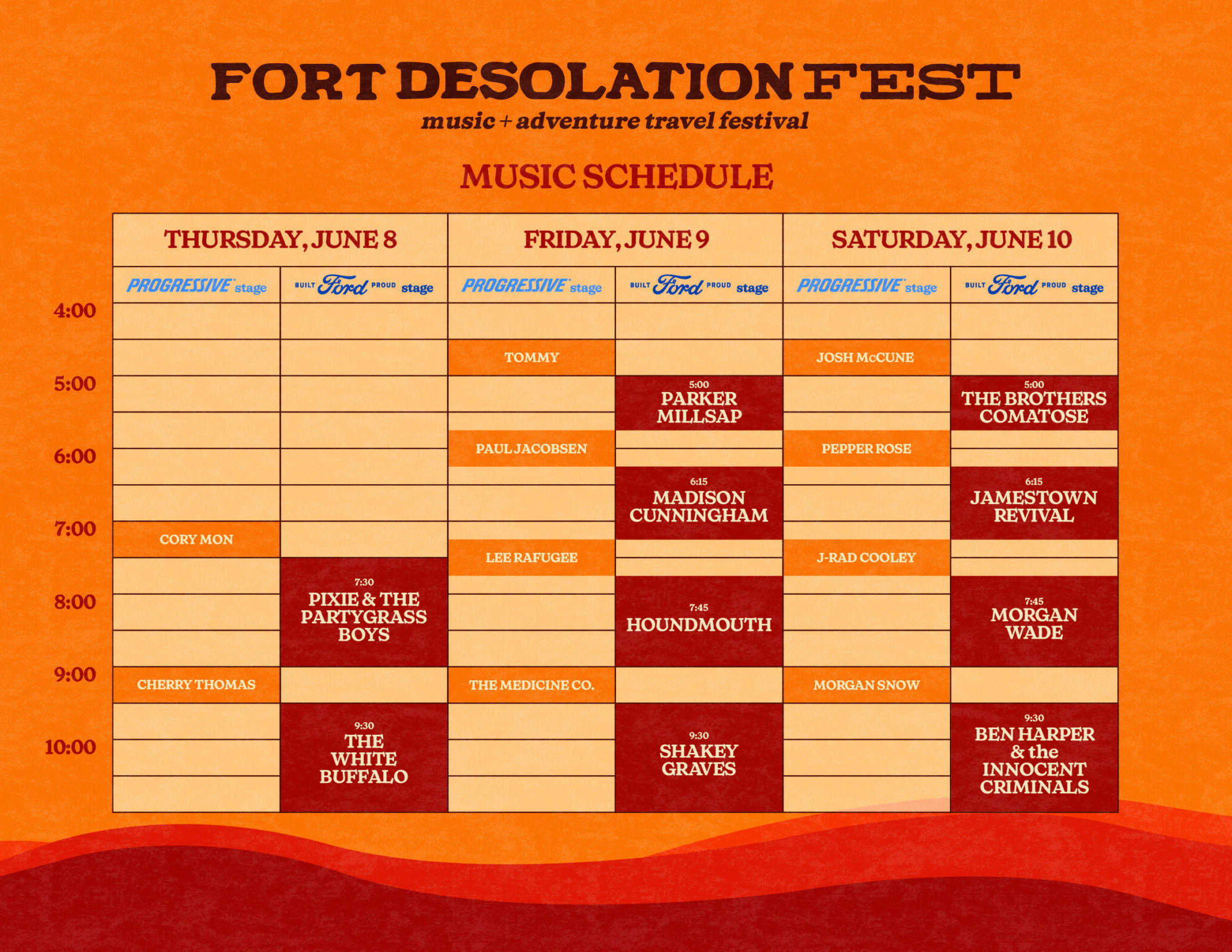 Fest Schedule Fort Desolation